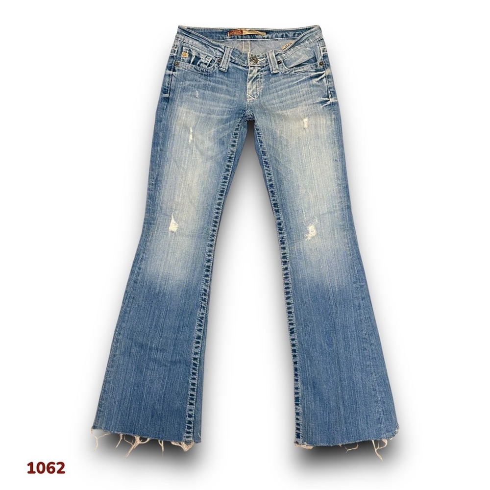 1062 Buckle Big Star Sweet Jeans 25 (28x30.5) Flare Ultra Low Rise Distressed